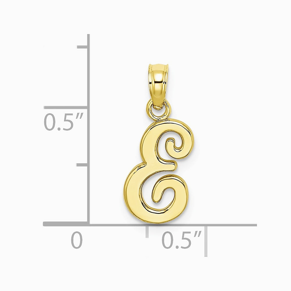 10K / 14K Yellow Gold Polished E Script Initial Charm - Product Photo