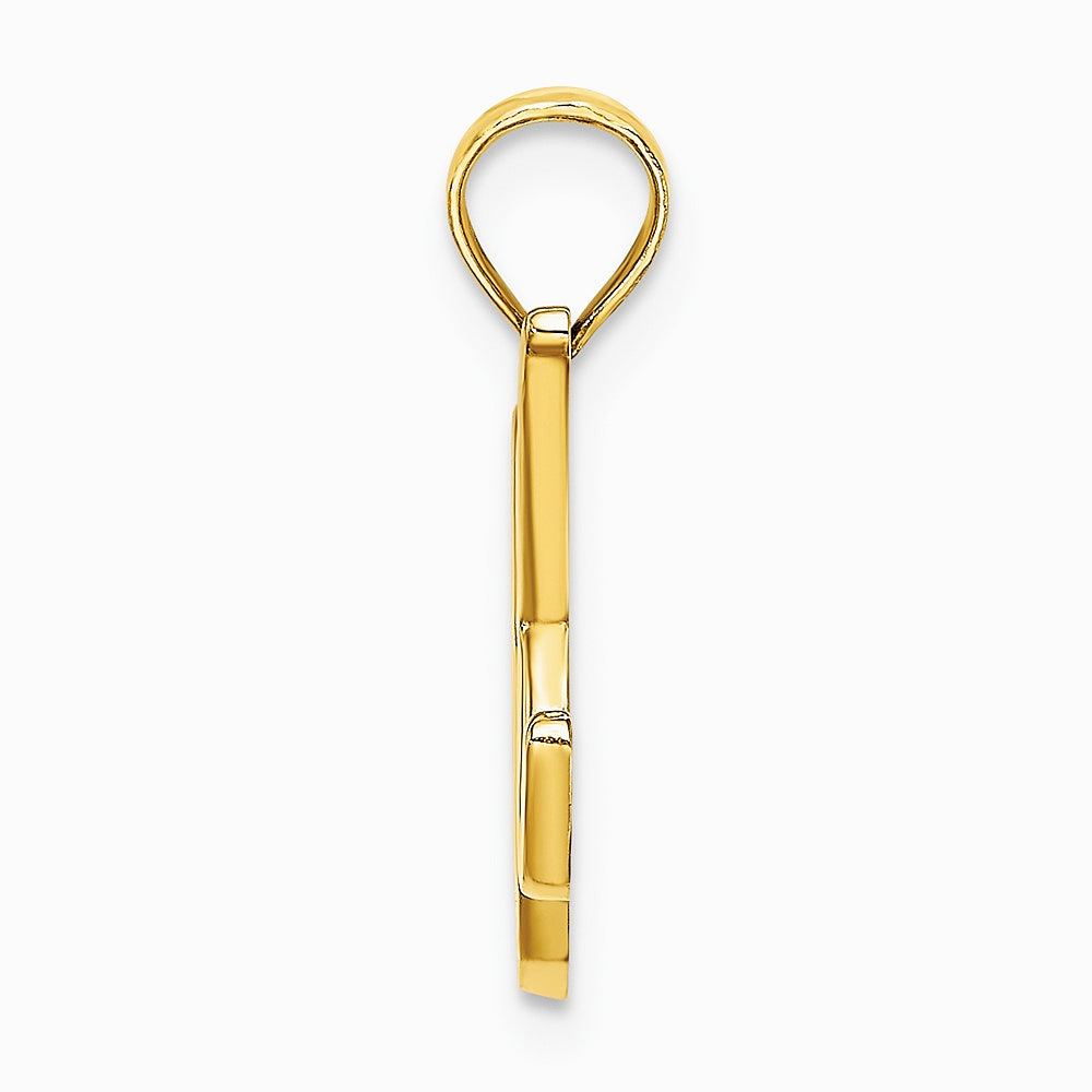 10K / 14K Yellow Gold Polished K Script Initial Charm - Product Photo