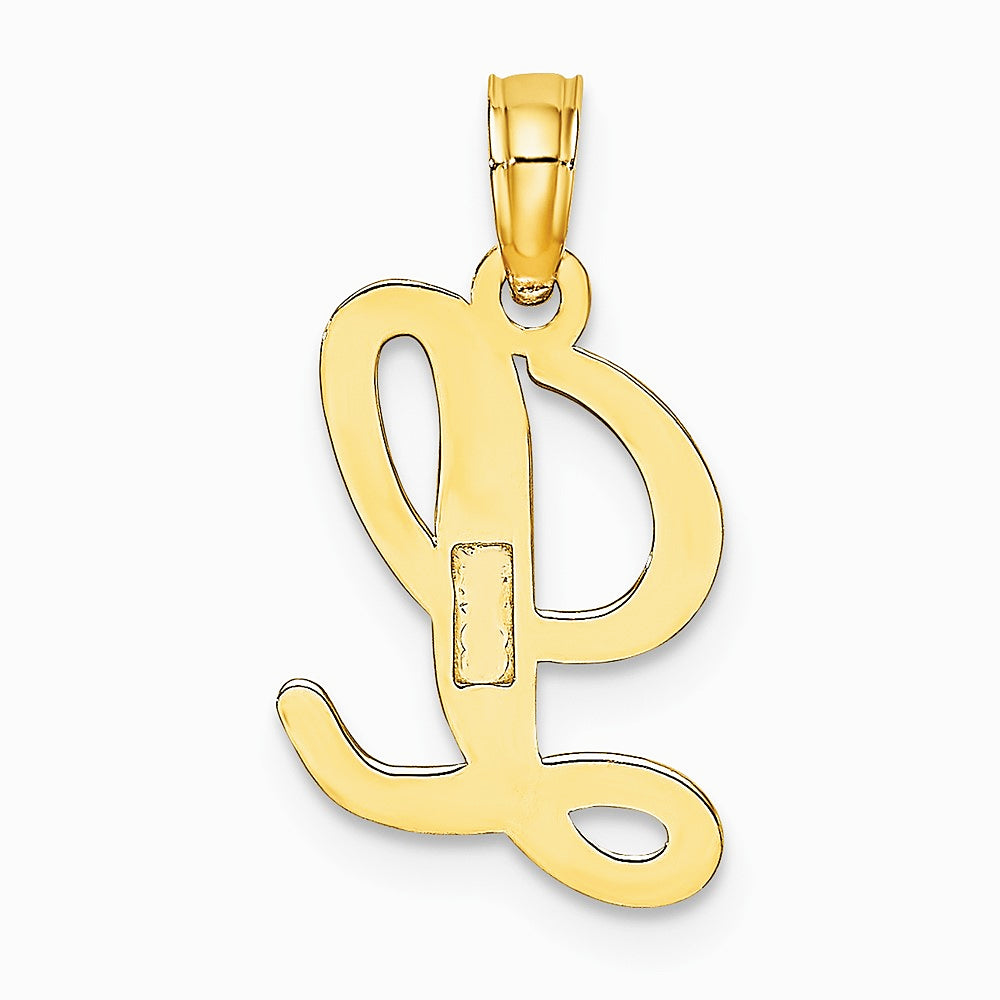 10K / 14K Yellow Gold Polished L Script Initial Charm - Product Photo
