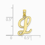 10K / 14K Yellow Gold Polished L Script Initial Charm - Product Photo