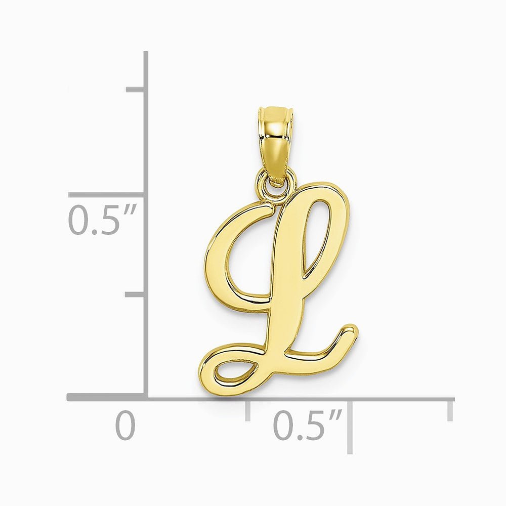 10K / 14K Yellow Gold Polished L Script Initial Charm - Product Photo