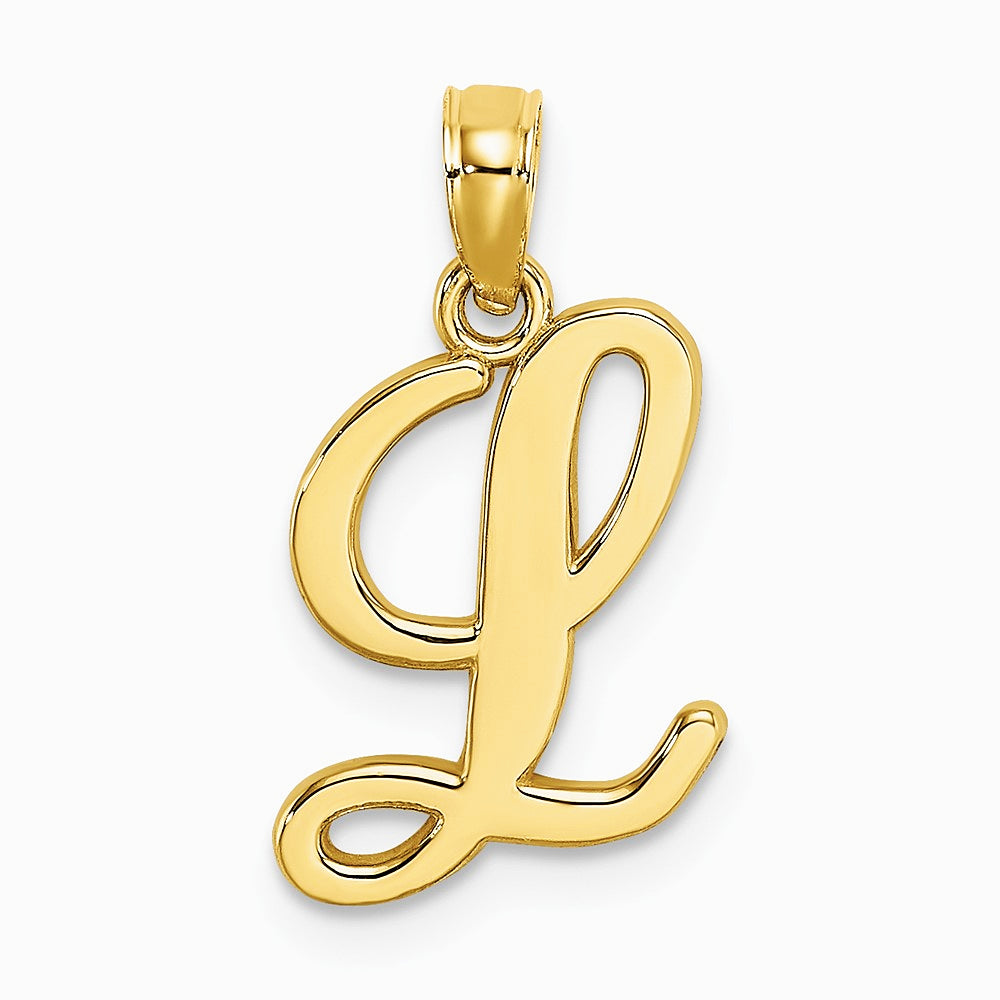 10K / 14K Yellow Gold Polished L Script Initial Charm - Product Photo