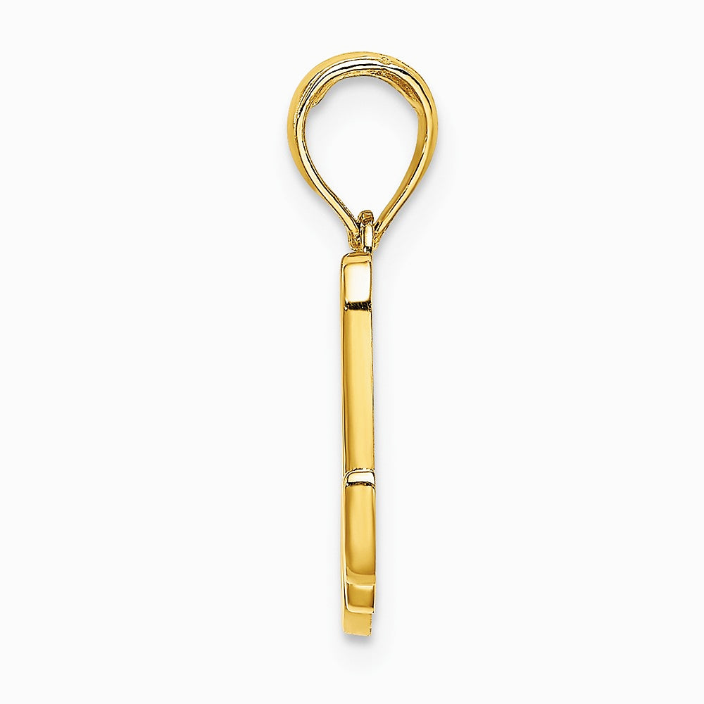 10K / 14K Yellow Gold Polished M Script Initial Charm - Product Photo