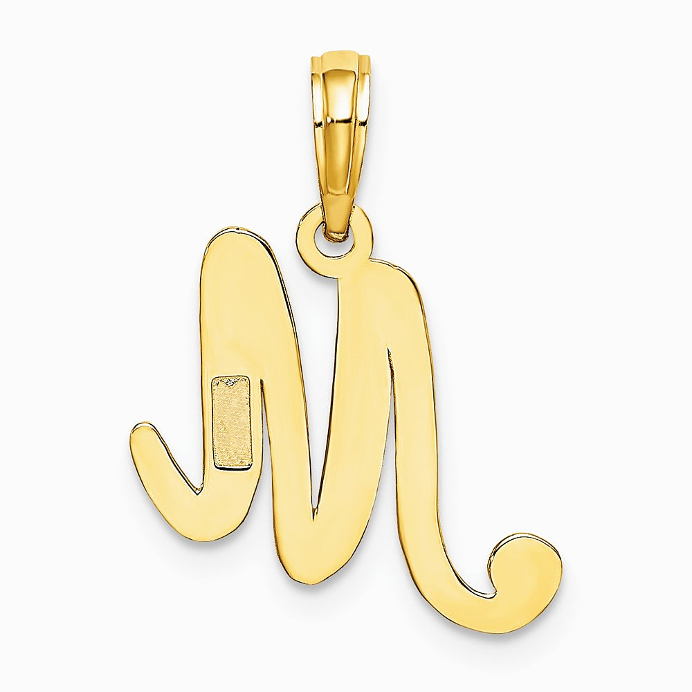 10K / 14K Yellow Gold Polished M Script Initial Charm - Product Photo