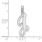 10K / 14K White Gold Polished J Script Initial Charm - Product Photo