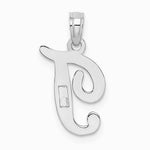 10K / 14K White Gold Polished T Script Initial Charm - Product Photo