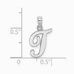 10K / 14K White Gold Polished T Script Initial Charm - Product Photo