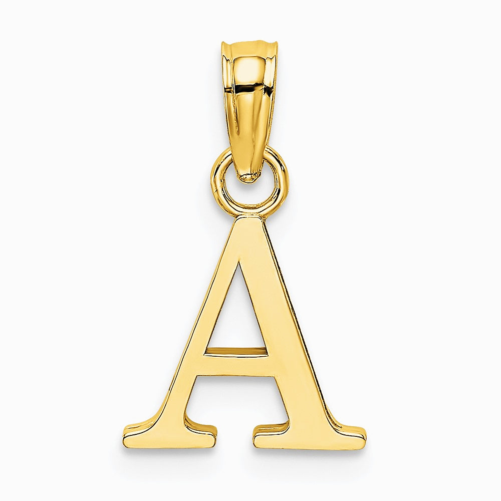10K / 14K Yellow Gold Polished A Block Initial Charm - Product Photo