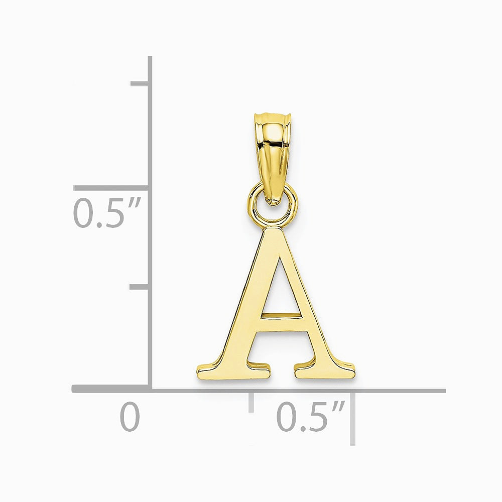 10K / 14K Yellow Gold Polished A Block Initial Charm - Product Photo