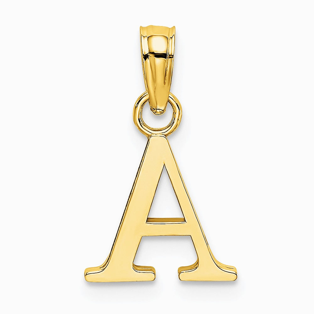 10K / 14K Yellow Gold Polished A Block Initial Charm - Product Photo