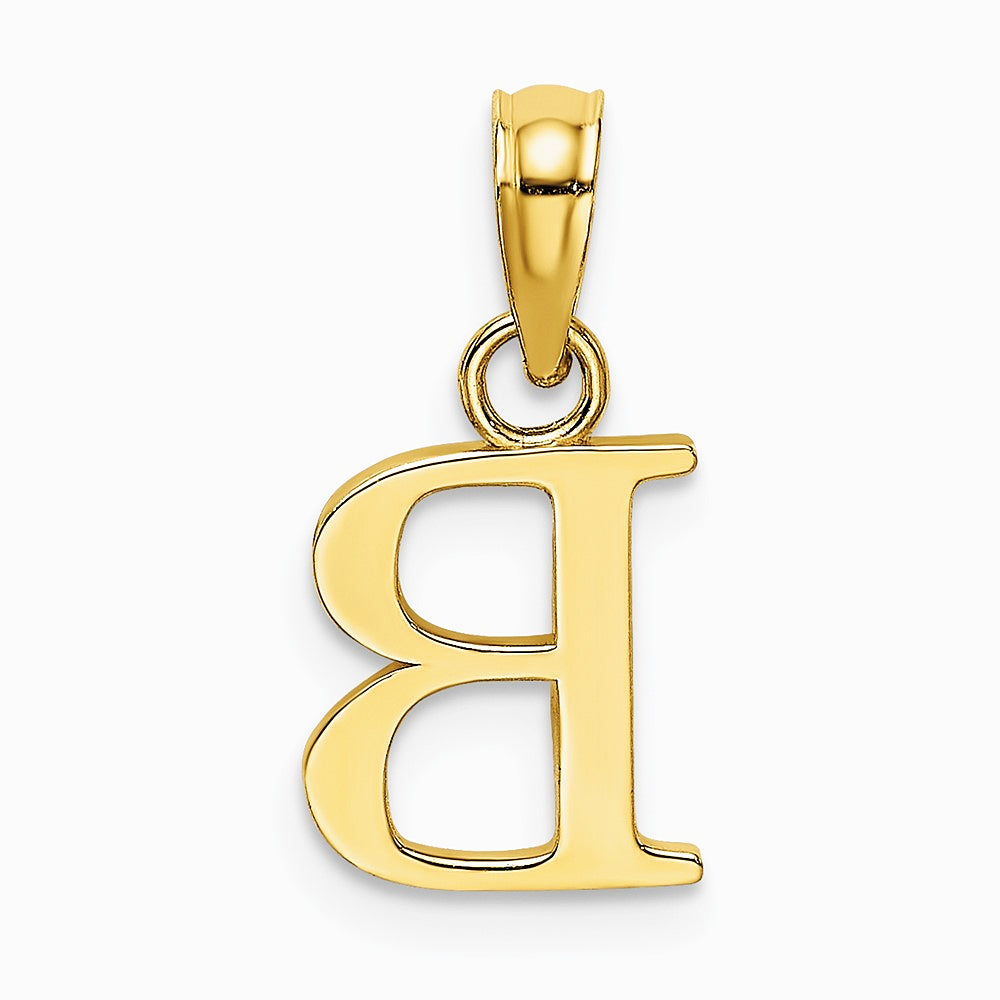 10K / 14K Yellow Gold Polished B Block Initial Charm - Product Photo