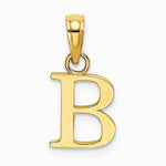 10K / 14K Yellow Gold Polished B Block Initial Charm - Product Photo