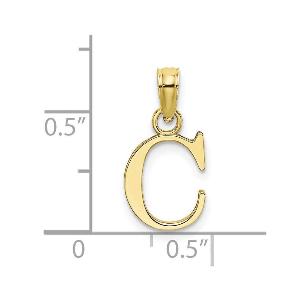 10K / 14K Yellow Gold Polished C Block Initial Charm - Product Photo