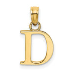 10K / 14K Yellow Gold Polished D Block Initial Charm - Product Photo
