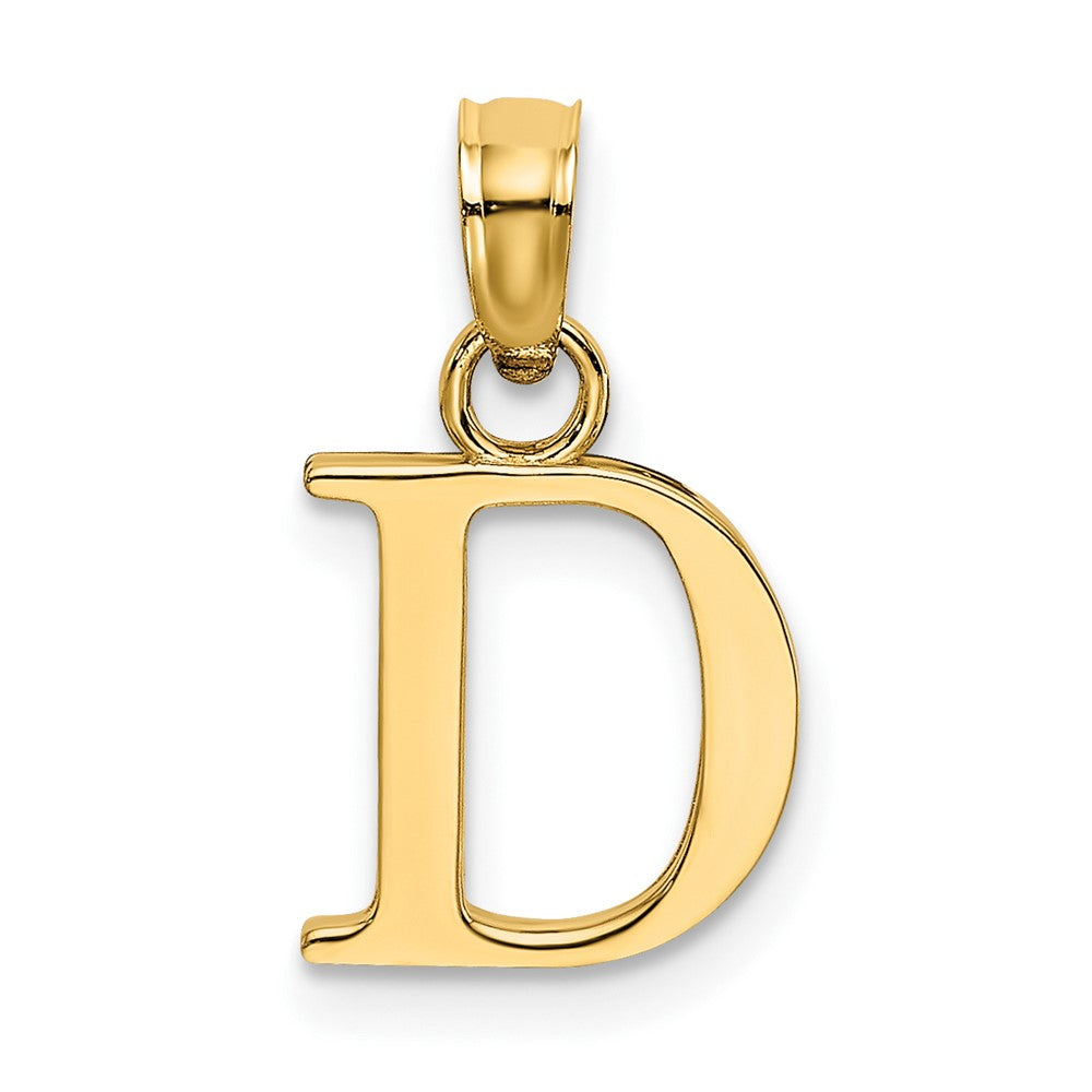 10K / 14K Yellow Gold Polished D Block Initial Charm - Product Photo