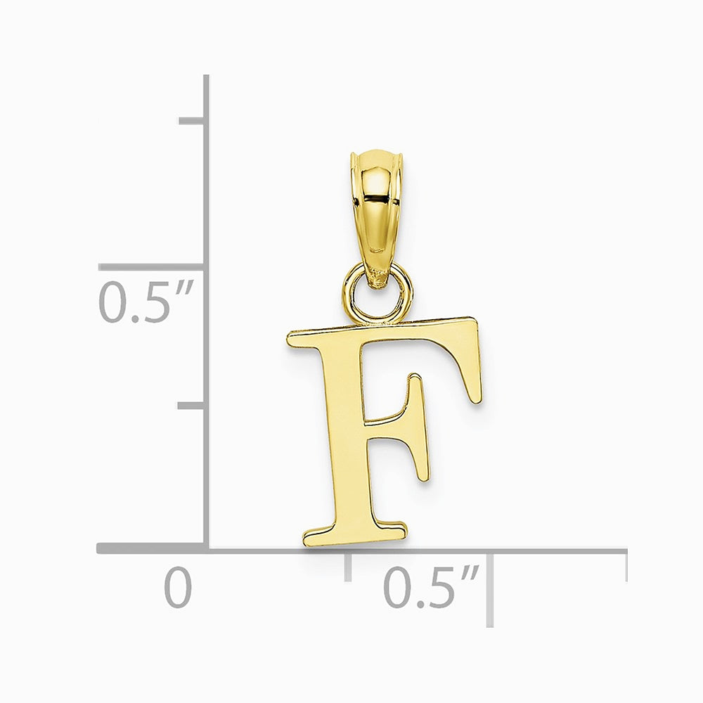 10K / 14K Yellow Gold Polished F Block Initial Charm - Product Photo