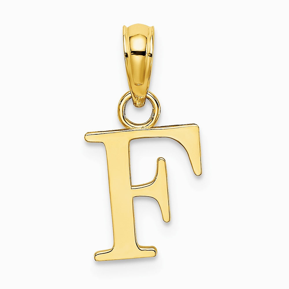 10K / 14K Yellow Gold Polished F Block Initial Charm