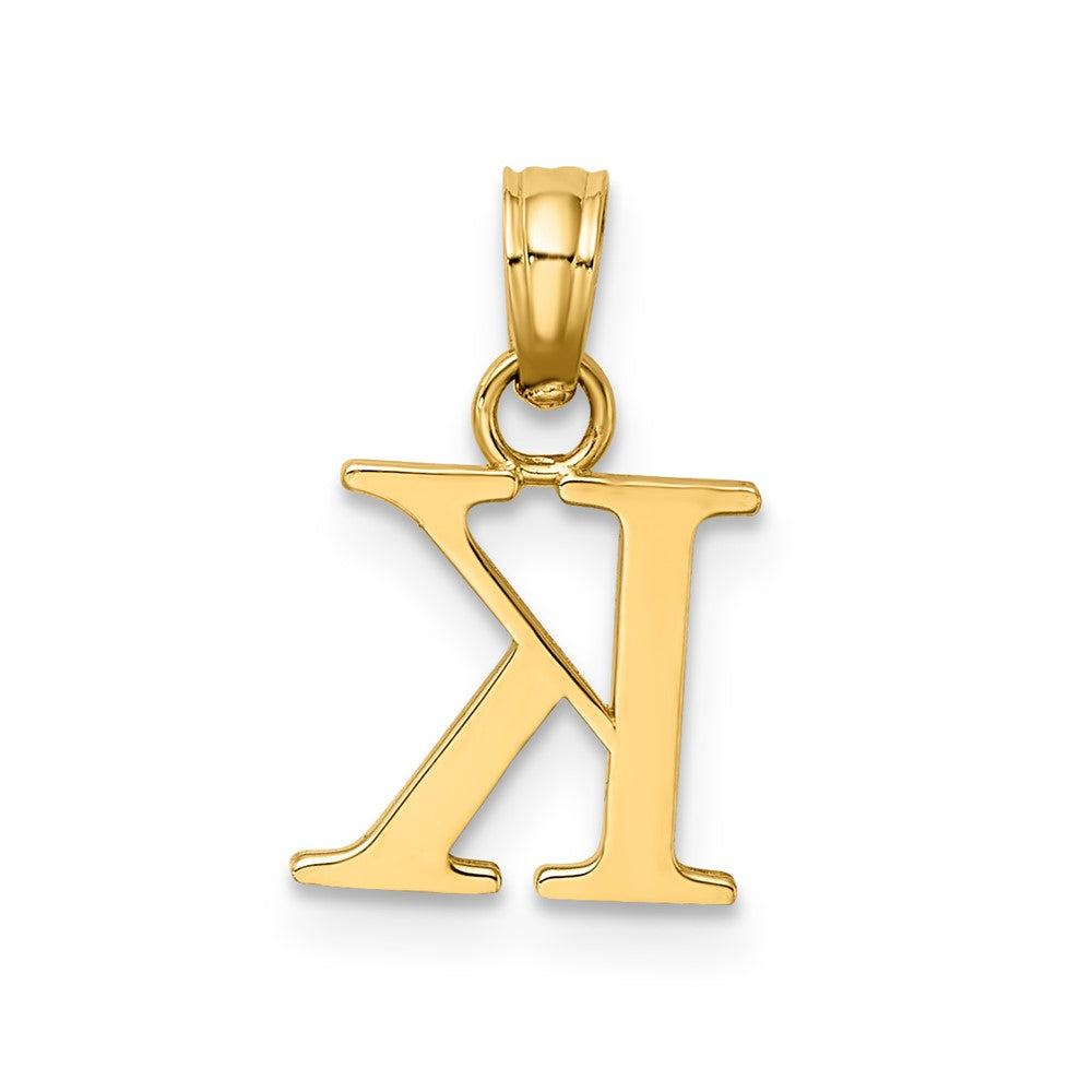 10K / 14K Yellow Gold Polished K Block Initial Charm - Product Photo