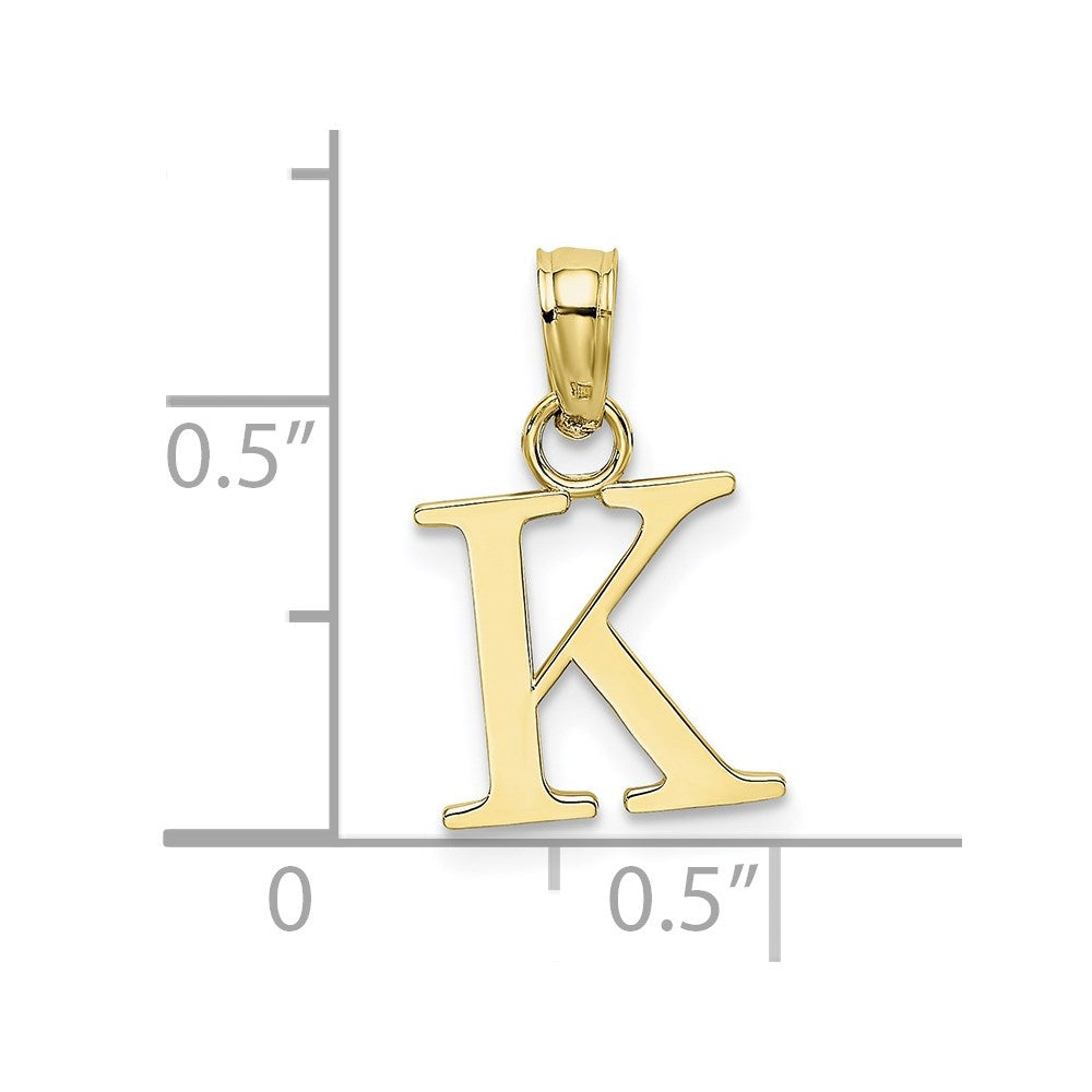 10K / 14K Yellow Gold Polished K Block Initial Charm - Product Photo