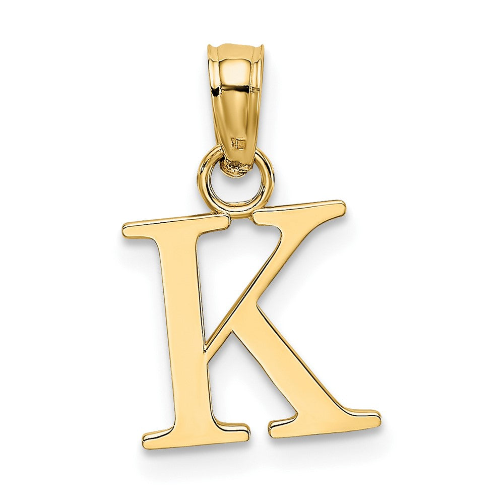 10K / 14K Yellow Gold Polished K Block Initial Charm - Product Photo