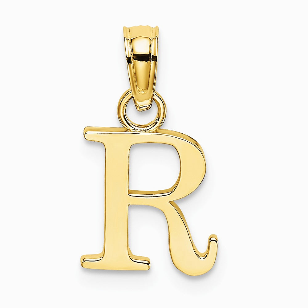 10K / 14K Yellow Gold Polished R Block Initial Charm
