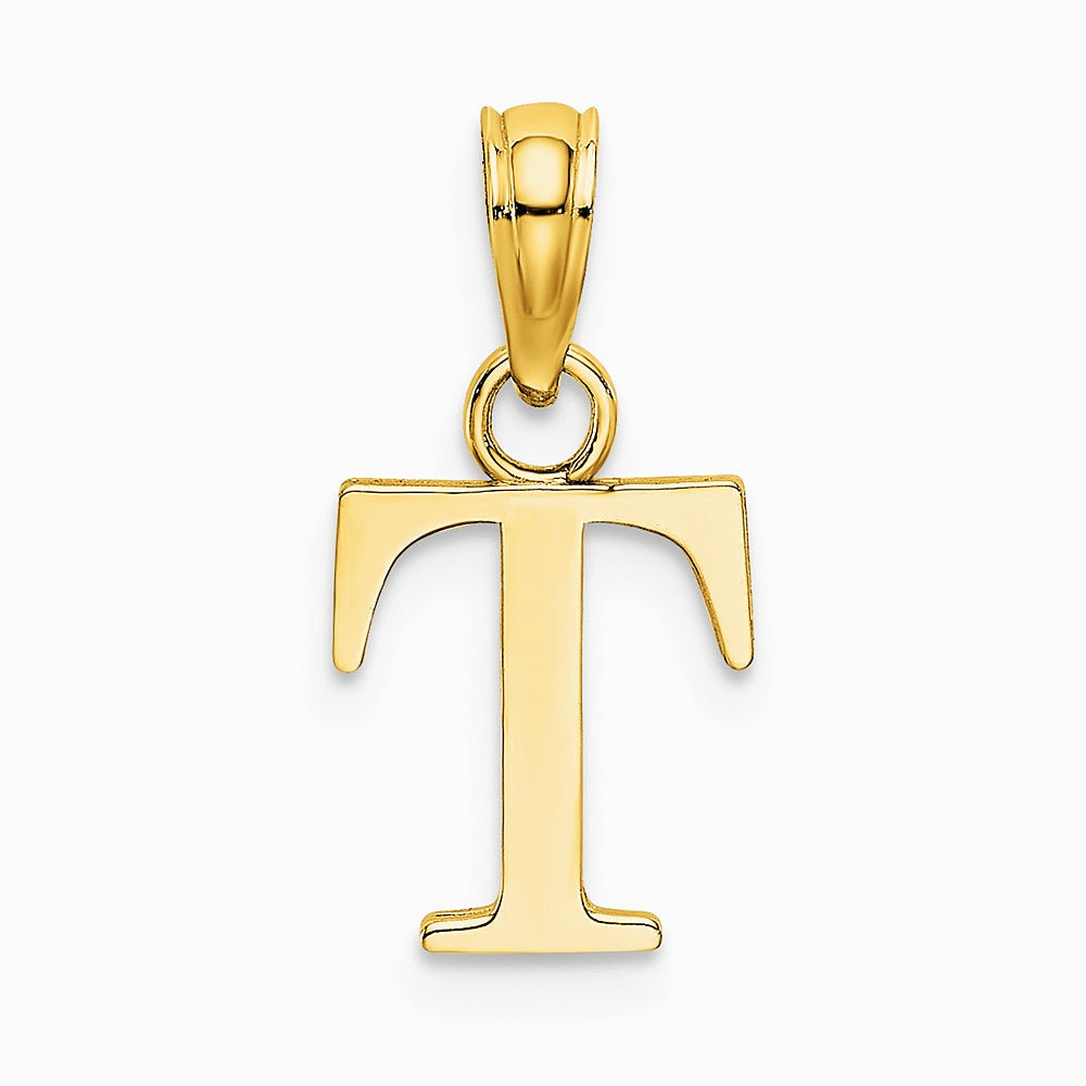 10K / 14K Yellow Gold Polished T Block Initial Charm - Product Photo