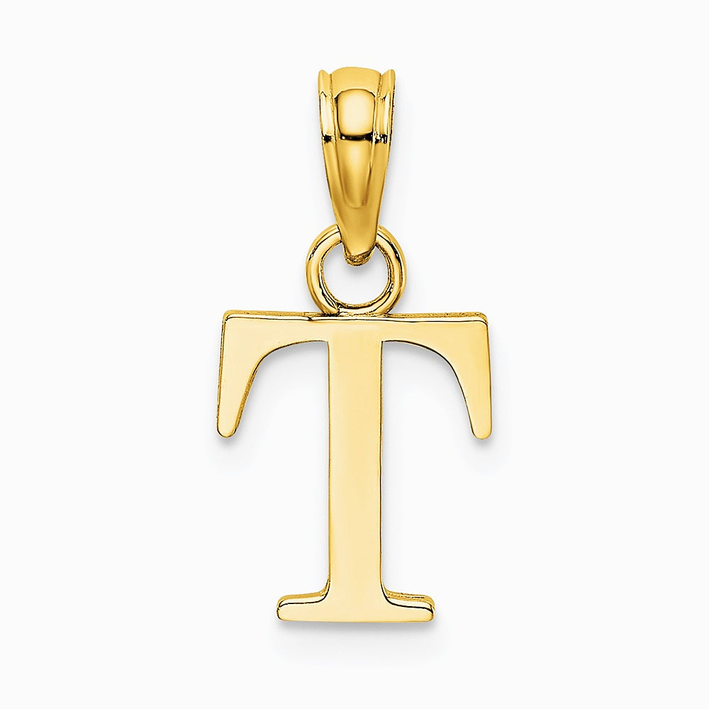 10K / 14K Yellow Gold Polished T Block Initial Charm