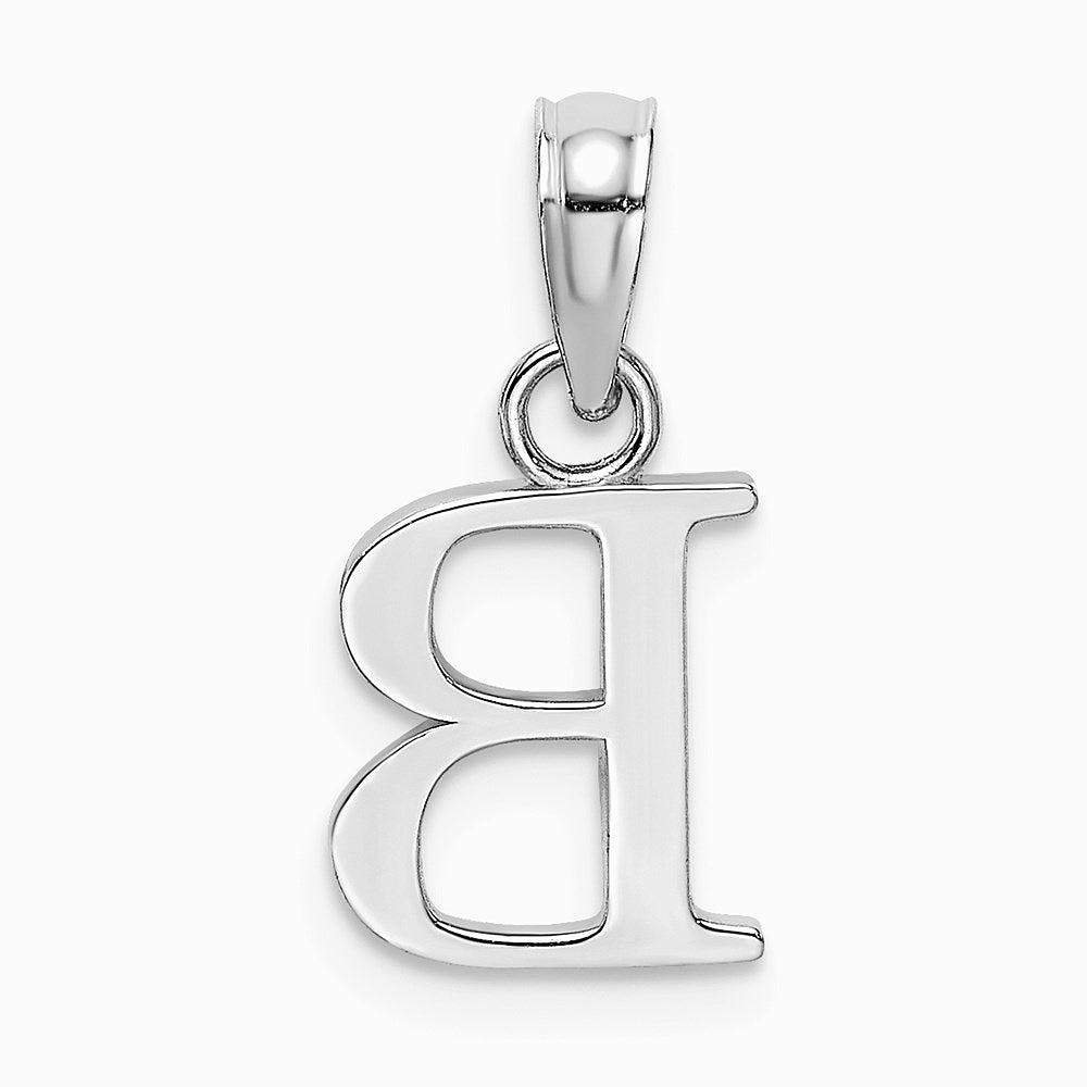 10K / 14K White Gold 10KW B Block Initial Charm - Product Photo