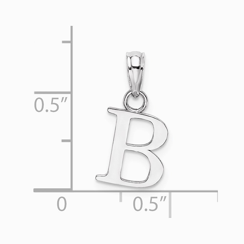 10K / 14K White Gold 10KW B Block Initial Charm - Product Photo