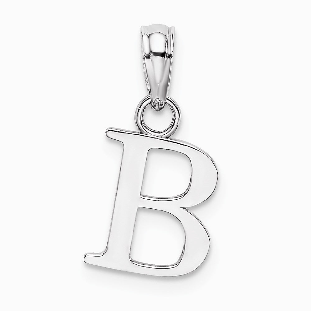 10K / 14K White Gold 10KW B Block Initial Charm