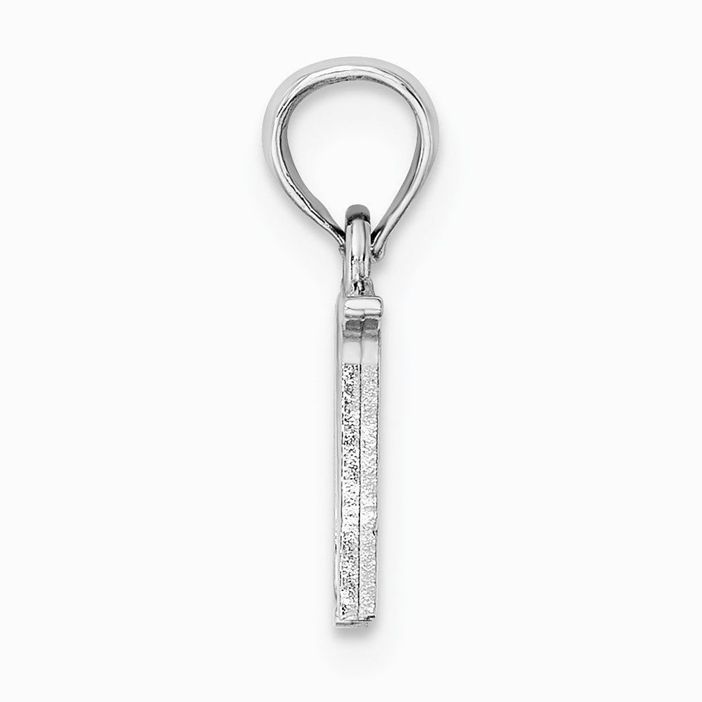 10K / 14K White Gold Polished N Block Initial Charm - Product Photo