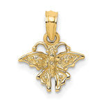 10K / 14K Yellow Gold Textured Mini Butterfly Charm - Product Photo
