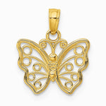 10K / 14K Yellow Gold Cut-Out Small Butterfly Charm - Product Photo