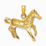 10K / 14K Yellow Gold 2-D Galloping Horse Charm - Product Photo