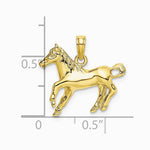 10K / 14K Yellow Gold 2-D Galloping Horse Charm - Product Photo