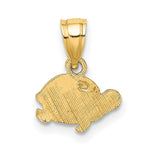 10K / 14K Yellow Gold Flat and Engraved Mini Turtle Charm - Product Photo