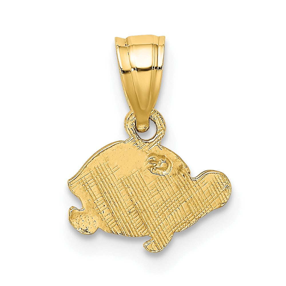10K / 14K Yellow Gold Flat and Engraved Mini Turtle Charm - Product Photo