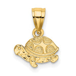 10K / 14K Yellow Gold Flat and Engraved Mini Turtle Charm - Product Photo