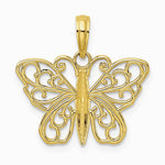 10K / 14K Yellow Gold Filigree Butterfly Charm - Product Photo