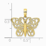 10K / 14K Yellow Gold Filigree Butterfly Charm - Product Photo