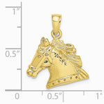 10K / 14K Yellow Gold Textured Horse Head Charm - Product Photo