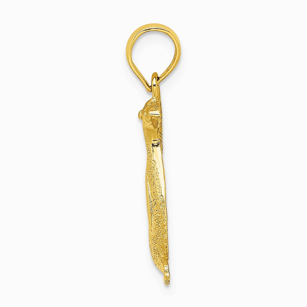 10K / 14K Yellow Gold 2-D Polished and Engraved Penguin Charm - Product Photo