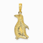 10K / 14K Yellow Gold 2-D Polished and Engraved Penguin Charm - Product Photo