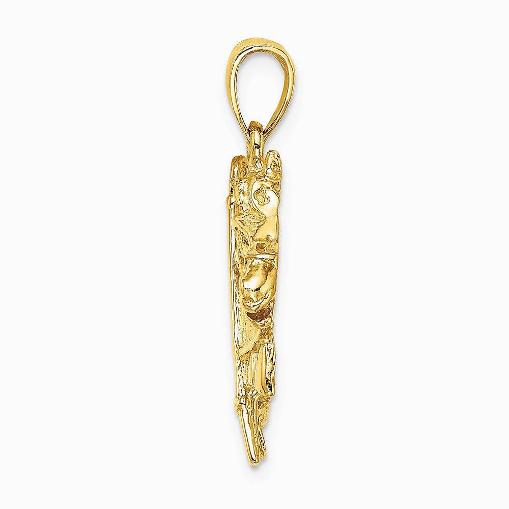 10K / 14K Yellow Gold Horse Head w/ Shoe and Crop Charm - Product Photo