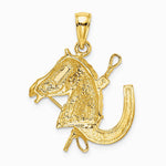 10K / 14K Yellow Gold Horse Head w/ Shoe and Crop Charm - Product Photo