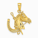 10K / 14K Yellow Gold Horse Head w/ Shoe and Crop Charm - Product Photo