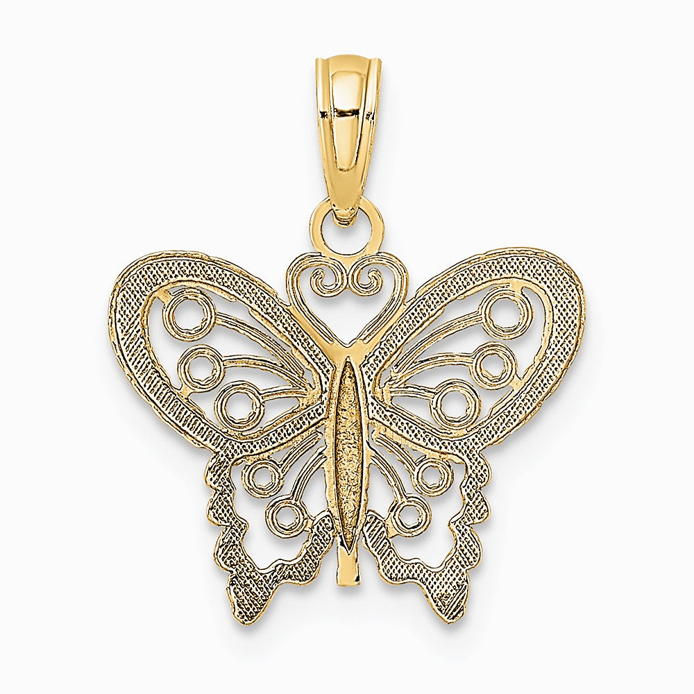 10K / 14K Yellow Gold Diamond-cut Butterfly Charm - Product Photo