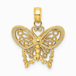 10K / 14K Yellow Gold Diamond-cut Butterfly Charm - Product Photo