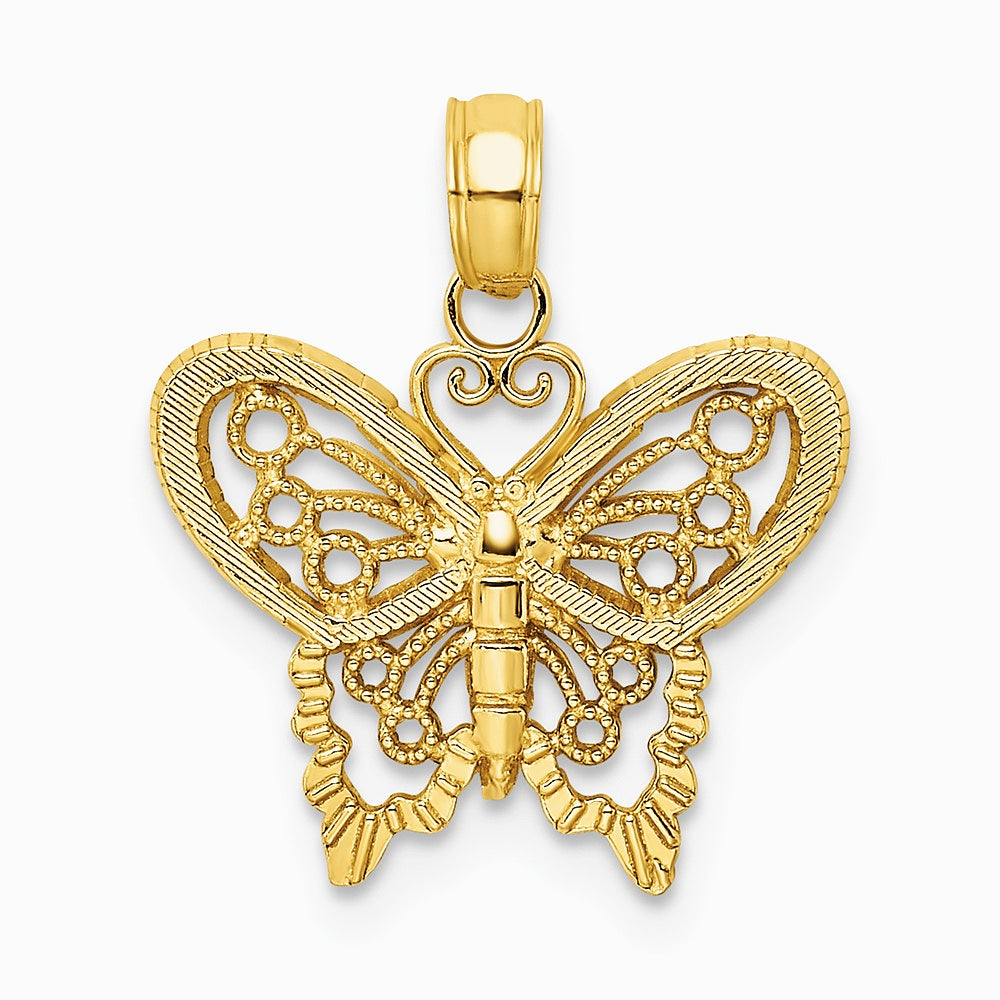 10K / 14K Yellow Gold Diamond-cut Butterfly Charm