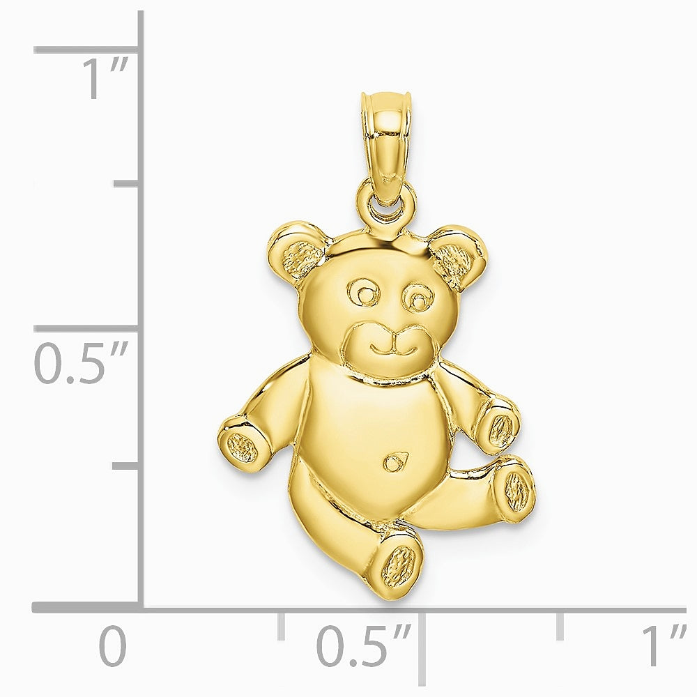 10K / 14K Yellow Gold Reversible Teddy Bear Charm - Product Photo